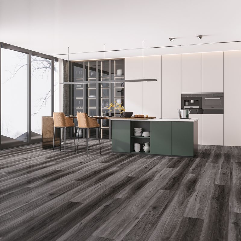 Veritas Collection, Vesdura Vinyl Planks, the newest innovation in flooring technology. Featuring Vesdura Vinyl Planks - 7mm SPC Click Lock - Veritas Collection in Rooted Graphite