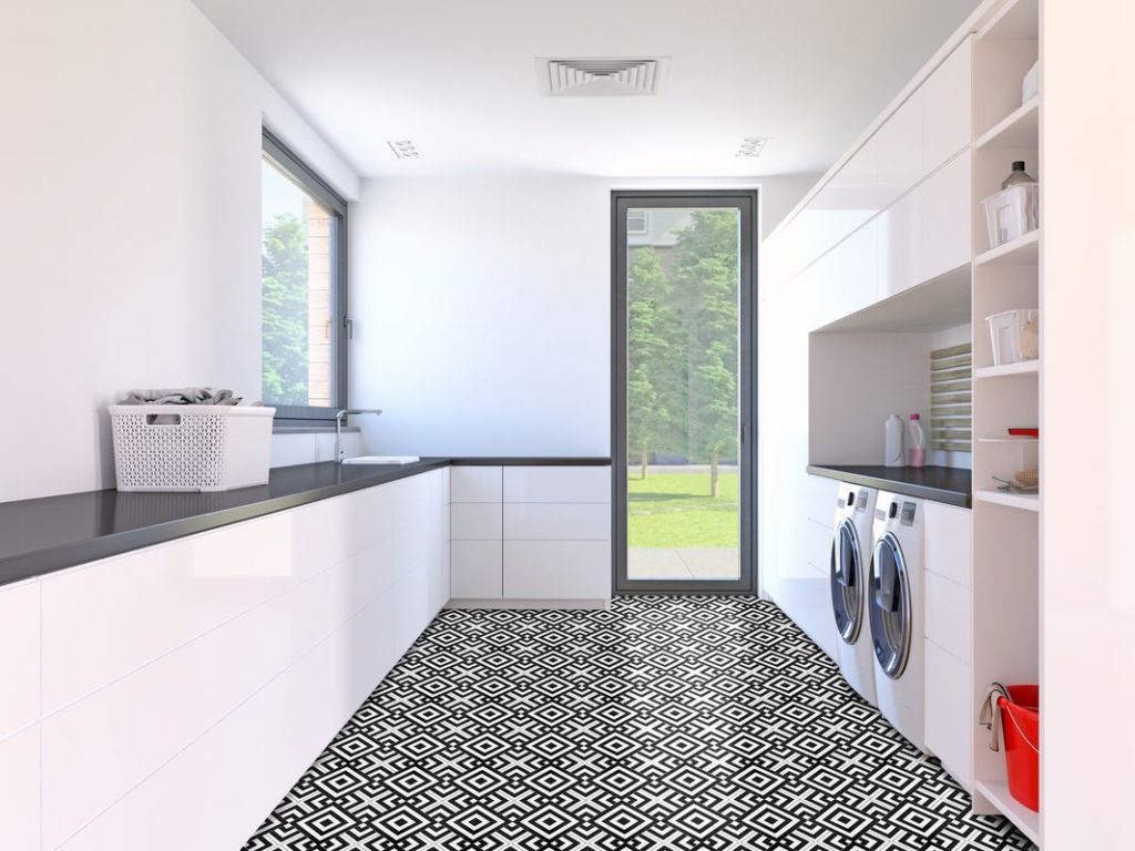  Vesdura Vinyl Tile - 1.5mm PVC Peel & Stick - Retro Collection
White & Black Geometric