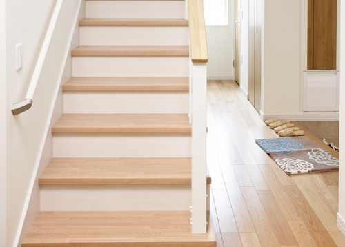 Your stairs can have the same vinyl flooring as the rest of your home. Featuring Vesdura Vinyl Planks - 8.7mm WPC Click Lock - Contemporary Collection in
 Natural Oak SKU: 15239008